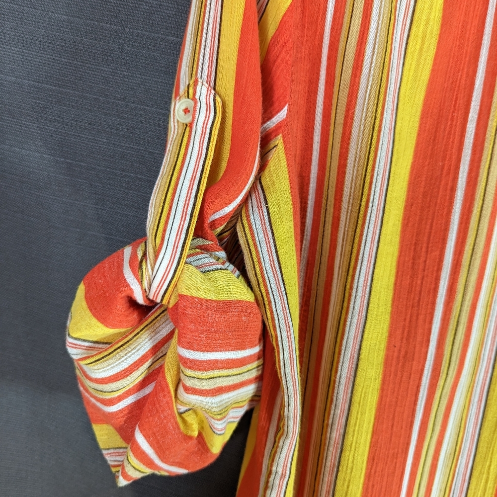 Orange Red Yellow Striped Blouse M Jones New York - Picture 15 of 16